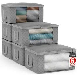 Sorbus - Medium Clothes Storage Bags - Foldable Blanket Storage Bins for Organizing Bedroom, Closet, Clothing - Gray