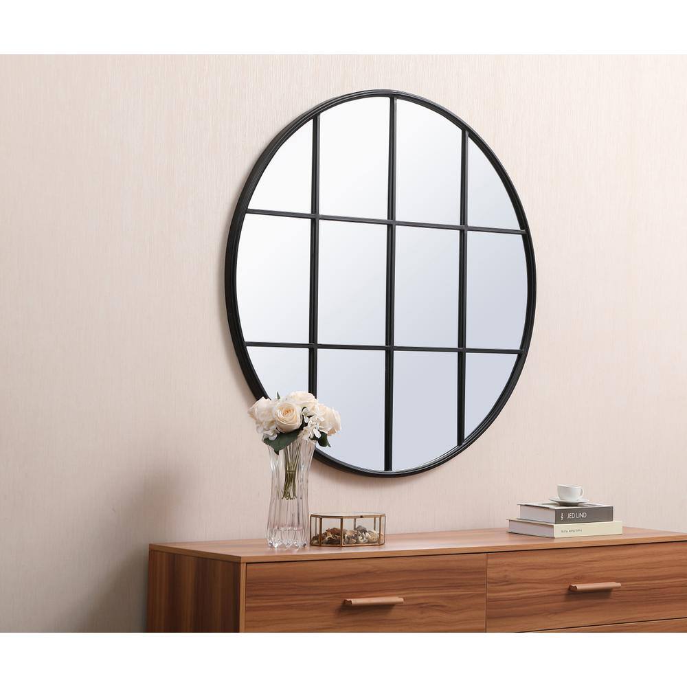 Alt View 1. Elegant Decor - Metal windowpane mirror 42 inch x 42 inch in Black - Black.