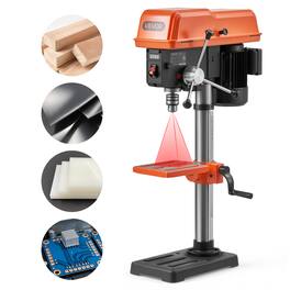 VEVOR - 10-Inch Benchtop Drill Press, 5 Amp, 0.8 HP 600W Bench Drill Press, 530-3140 RPM Variable Speed, 0-45° Tilting Worktable - Orange;Black
