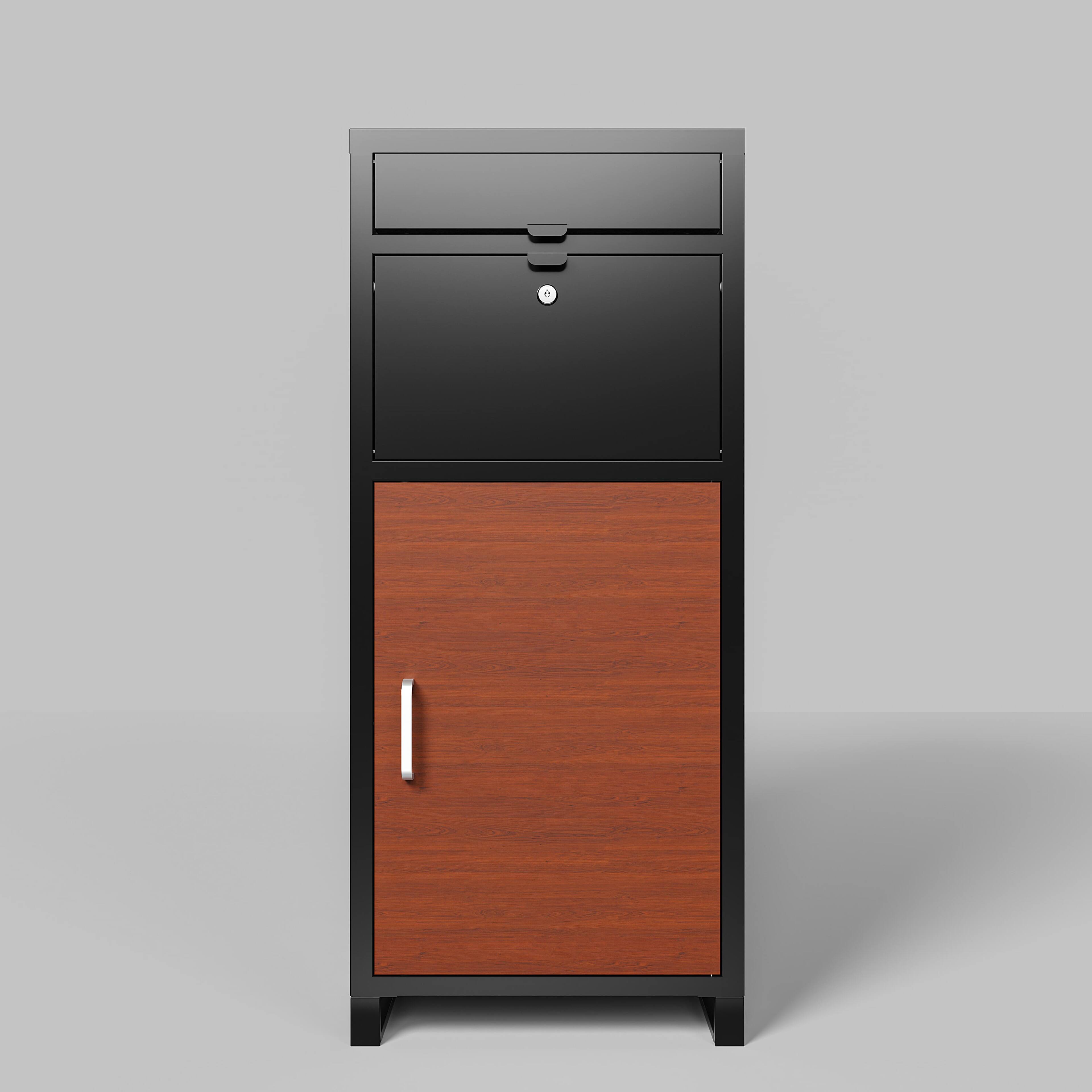 Angle. Lycvki - Outdoor Parcel Drop Box with Mechanical Lock Floor Standing Courier Locker.