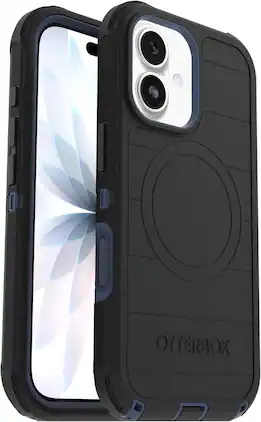 OtterBox - Defender Series Pro Hard Shell for Apple iPhone 17 - Black Shadow (Black & Blue)