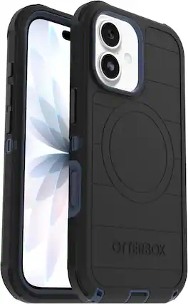 Front. OtterBox - OtterBox - Defender Series Pro Hard Shell for Apple iPhone 17 - Black Shadow (Black & Blue).
