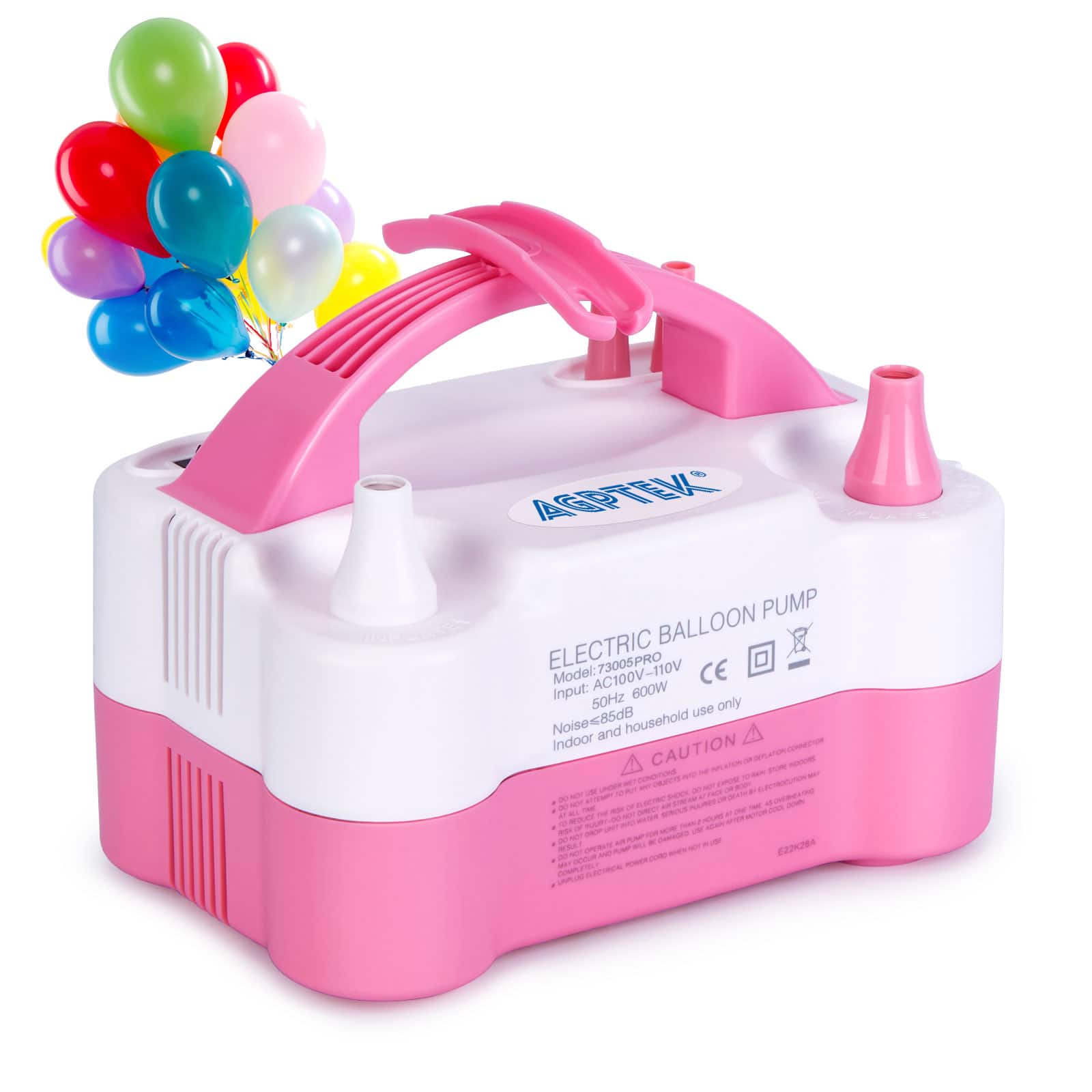 AGPtek - 110V 600W Electric Air Balloon Pump with Built-in Tying Tool - Pink White