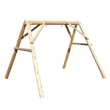 Front. Contoured Comfort - 5 ft Cedar Log A-Frame for Double Chair Swings 4 Drilled Holes - Brown.