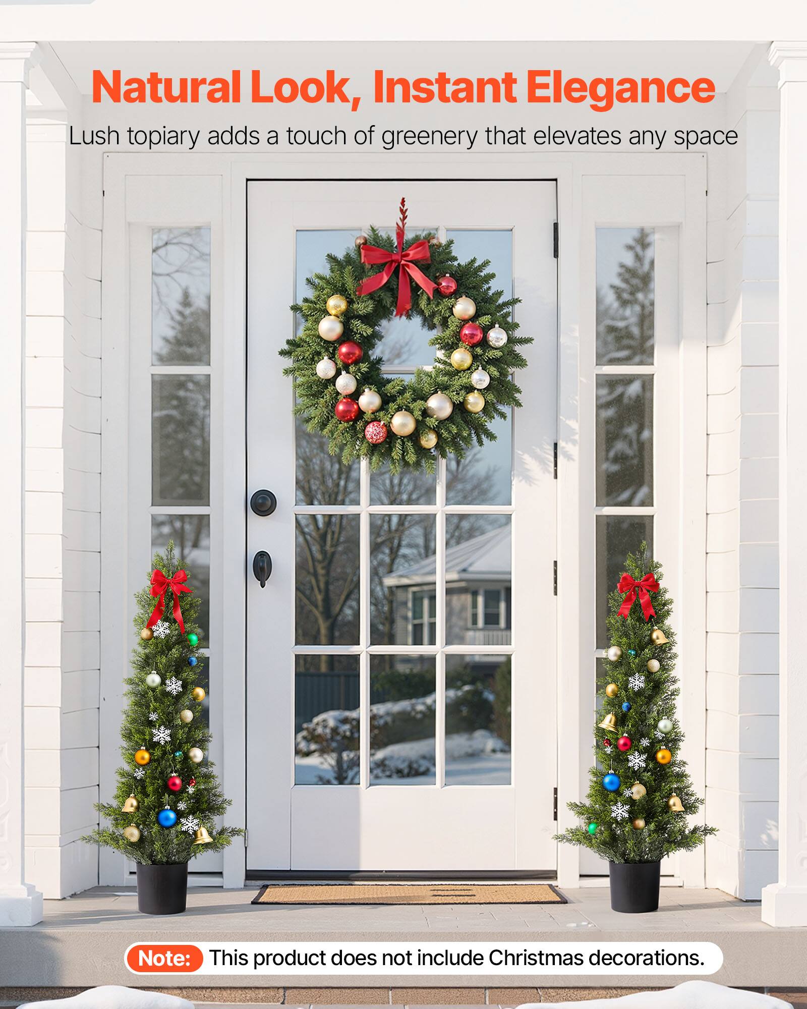 Natural Look, Instant Elegance  
Lush topiary adds a touch of greenery that elevates any space  

Note: This product does not include Christmas decorations.