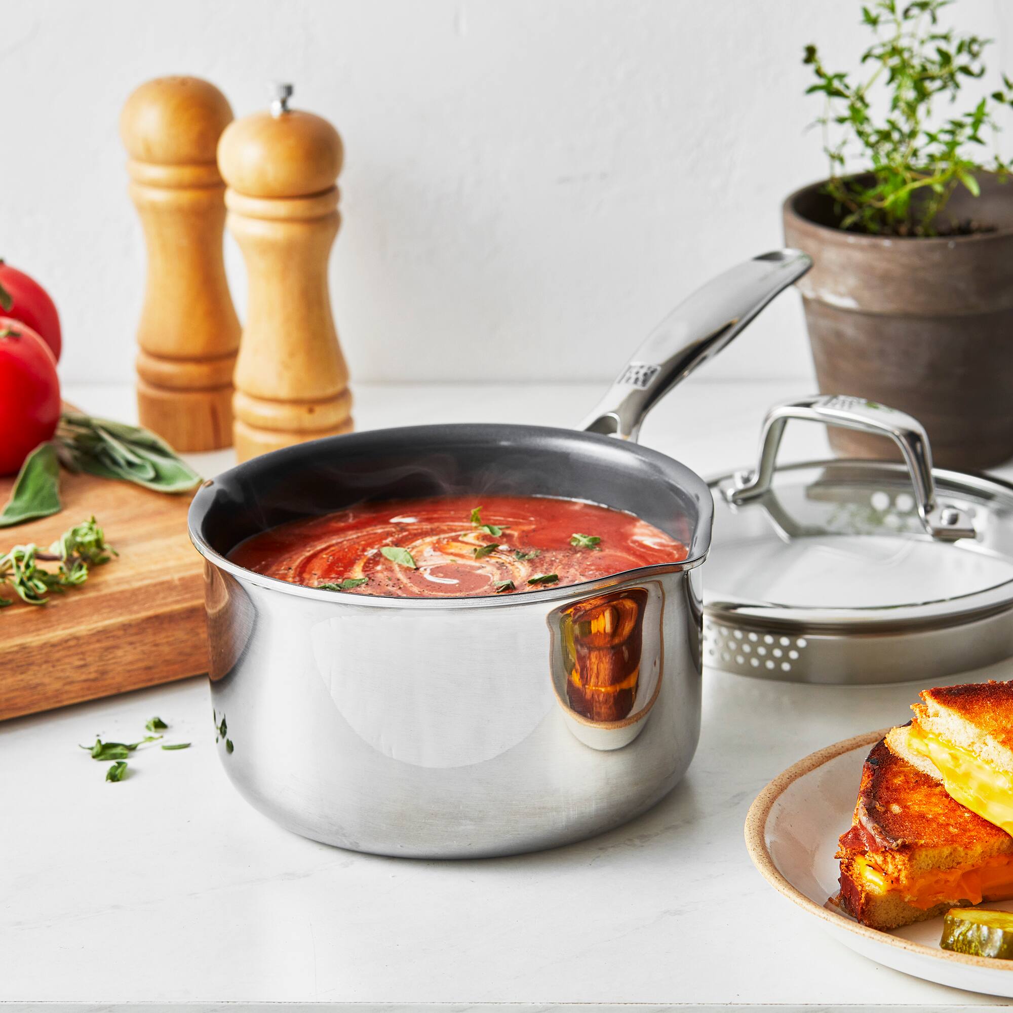 Alt View 1. ZWILLING - ZWILLING Energy Plus 2-qt Stainless Steel Ceramic Nonstick Tall Saucepan - Stainless Steel.