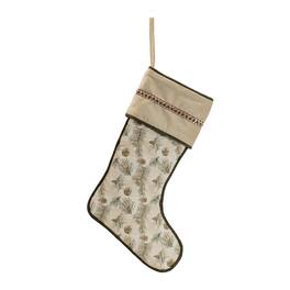 BreeBe - Pine and Pinecone Print Stocking 20"H - Beige, Green