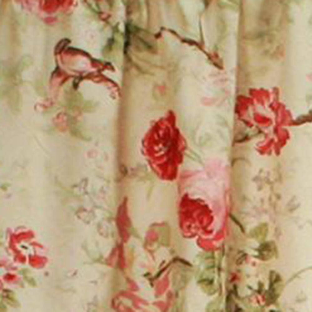 Left. Ellis Curtain - Balmoral Floral Print Semi Sheer Valance Curtain 48-Inch-by-15-Inch - Red/Yellow - Red.