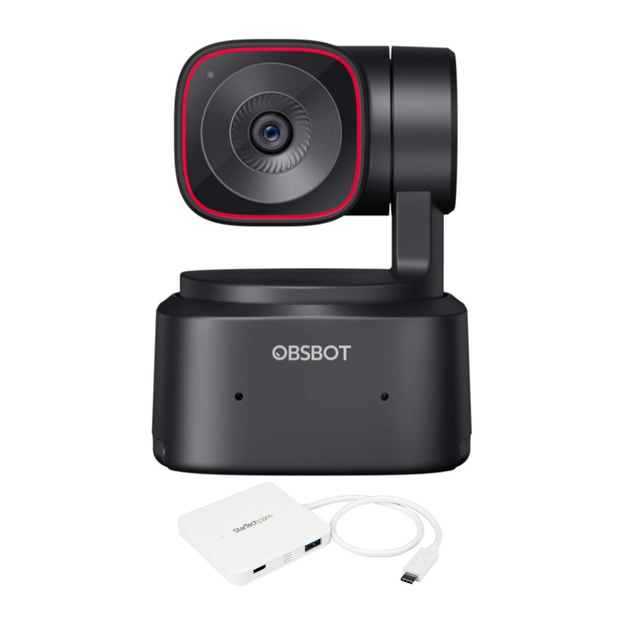 OBSBOT - Tiny 2 Lite AI-Powered 4K PTZ Webcam with 3-Port USB-C Hub with Power Delivery bundle
