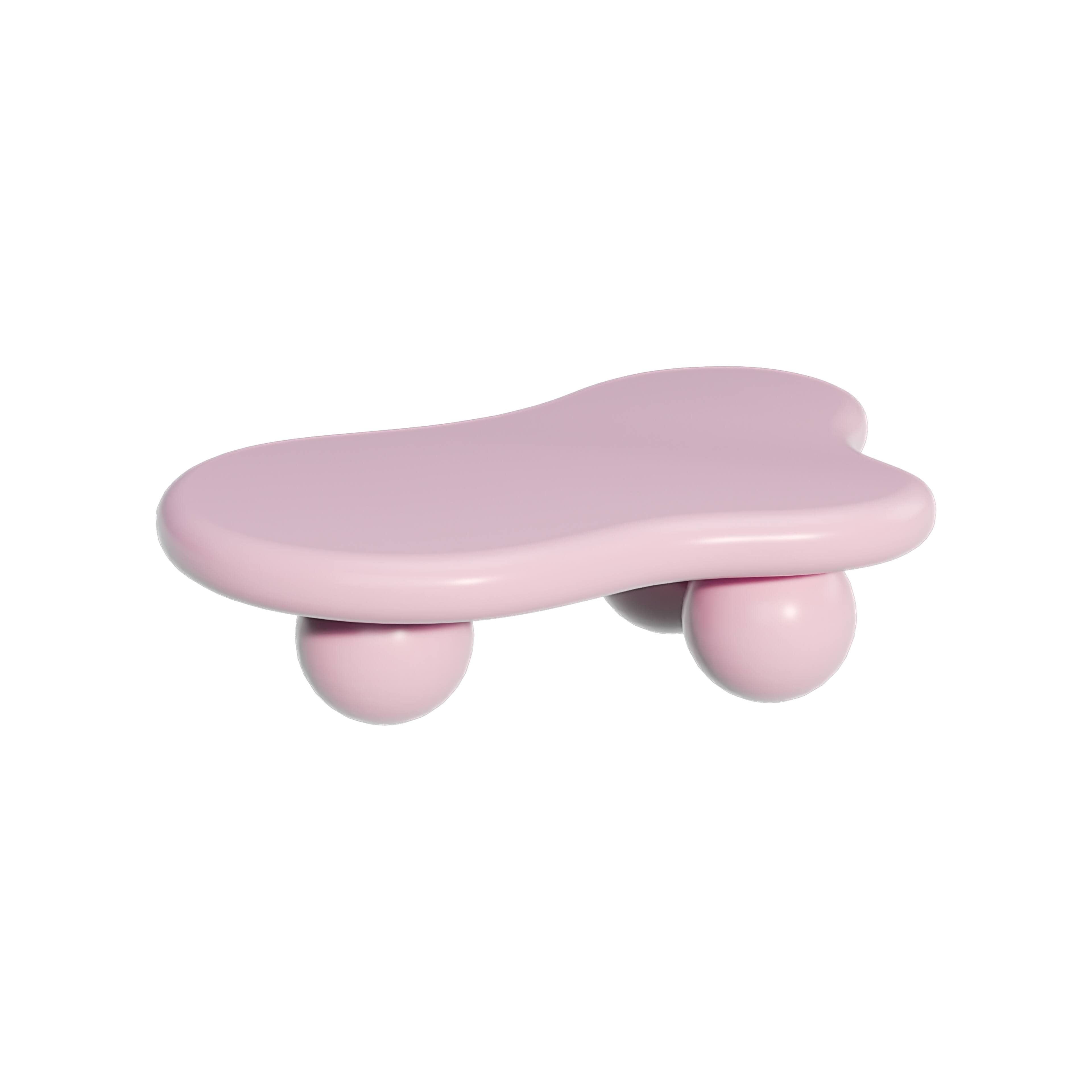 Alt View 9. Loheer - Loheer 47 Inch Cloud Shaped Coffee Table Pink Low Profile Center Table with Ball Legs for Living Room - Pink.