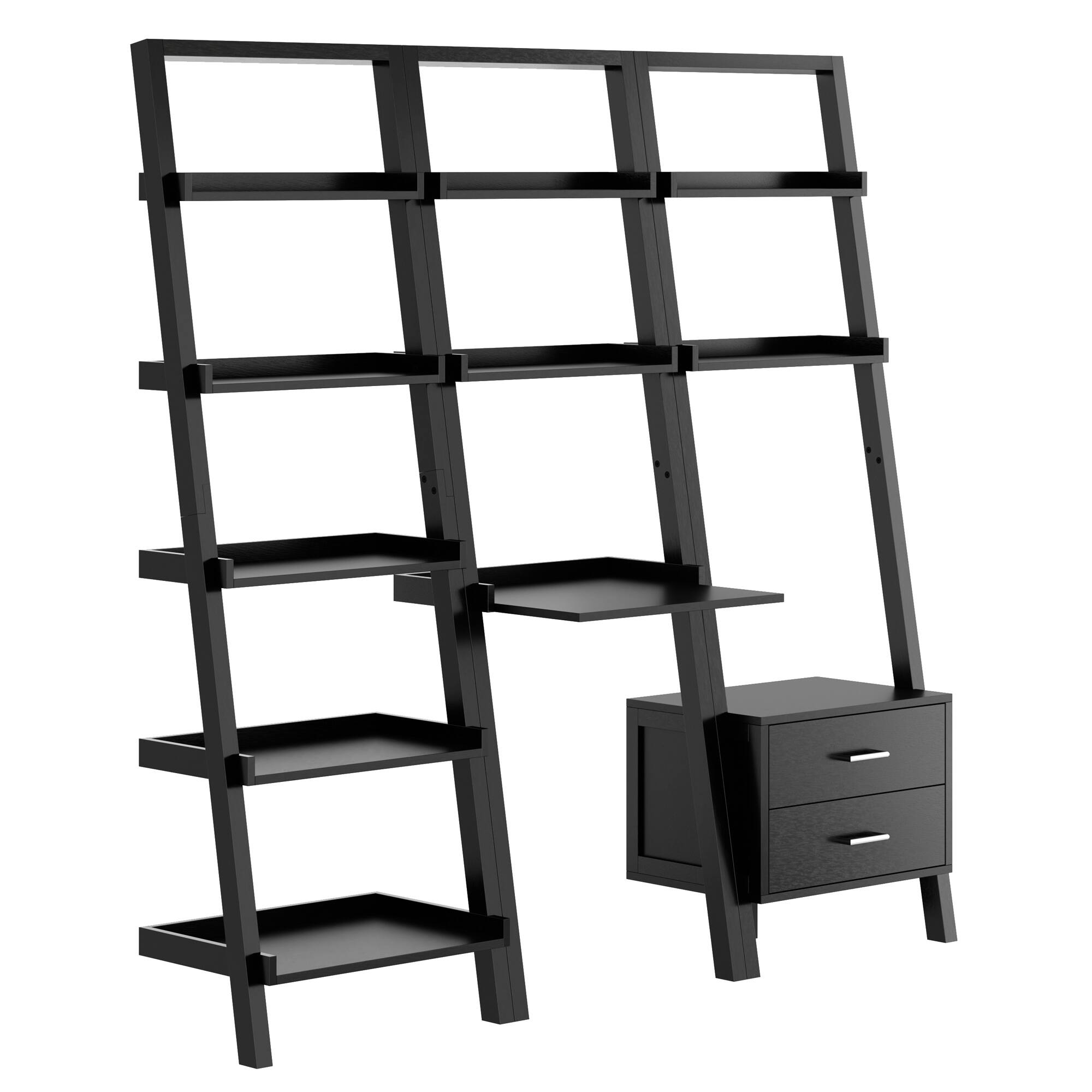 Alt View 1. Winsome Wood - Bellamy 3-Pc Leaning Desk & Shelf Set - Black.