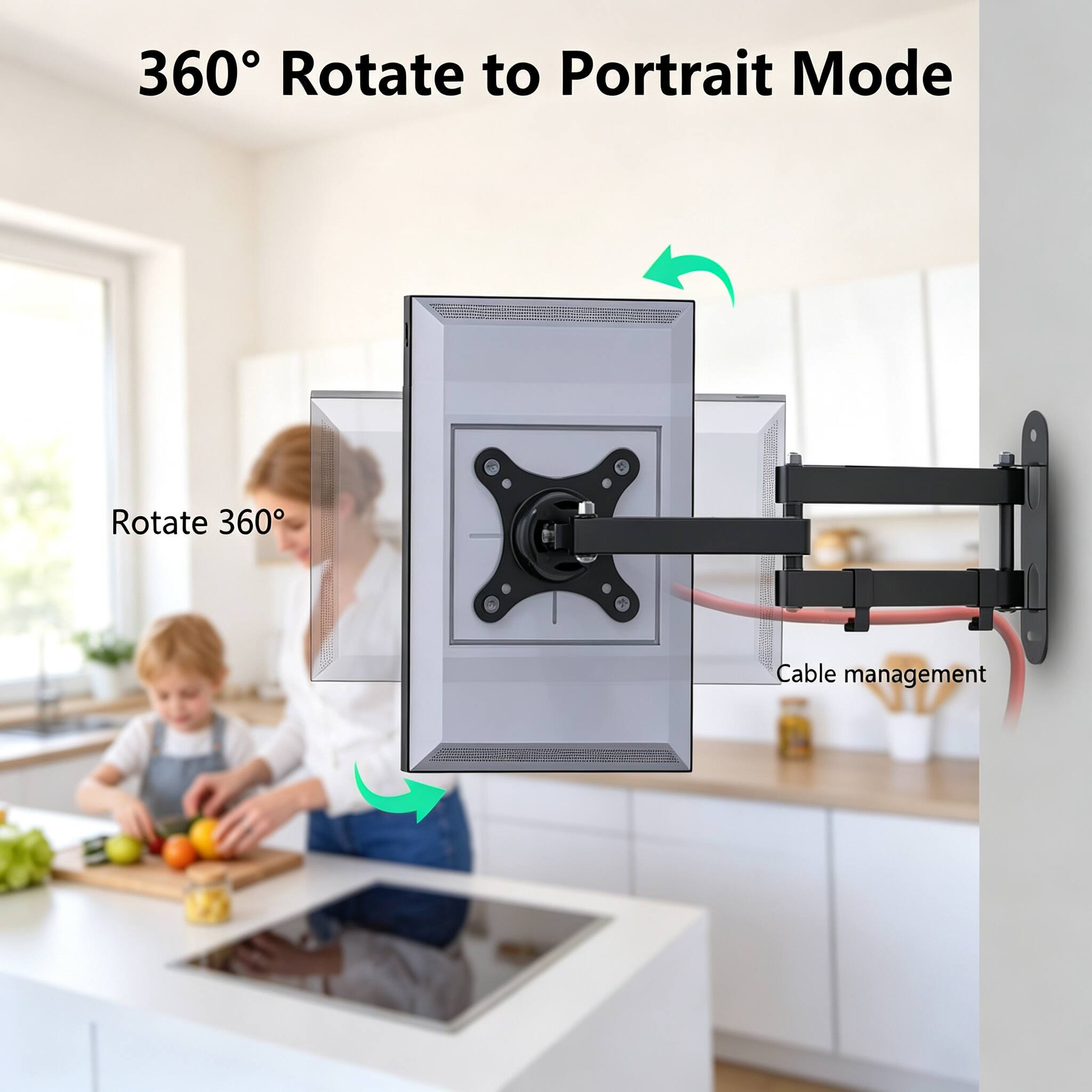 360° Rotate to Portrait Mode

Rotate 360°

Cable management