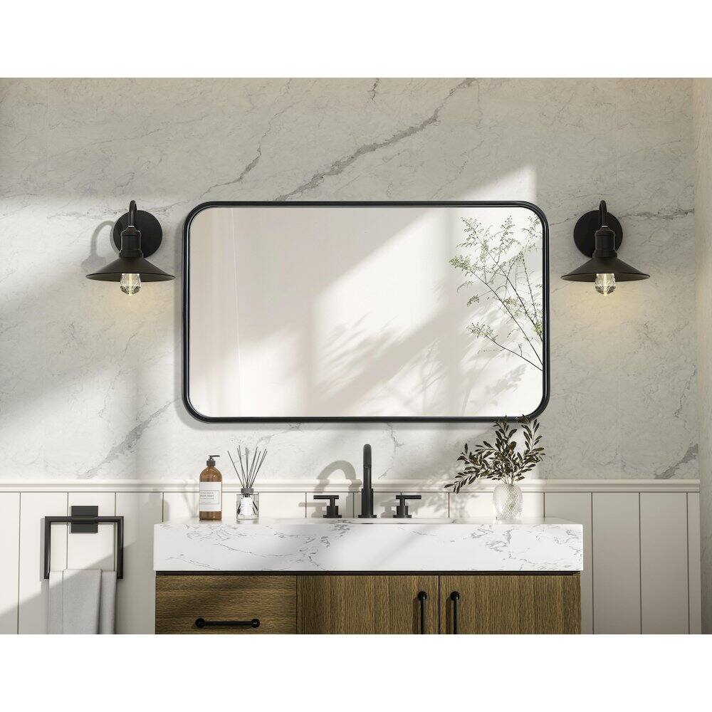 Alt View 3. Elegant Decor - Contour Metal Rectangle Mirror 18x30 in Black - Black.