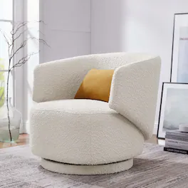 Celestia Boucle Fabric Swivel Chair by Modway - Ivory