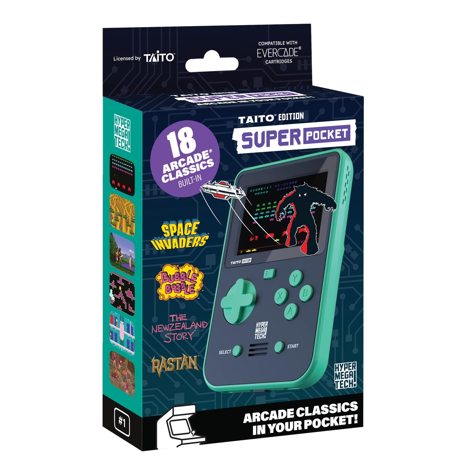 Alt View 15. Blaze Entertainment - Hyper Mega Tech! Taito Super Pocket - Green/Black.
