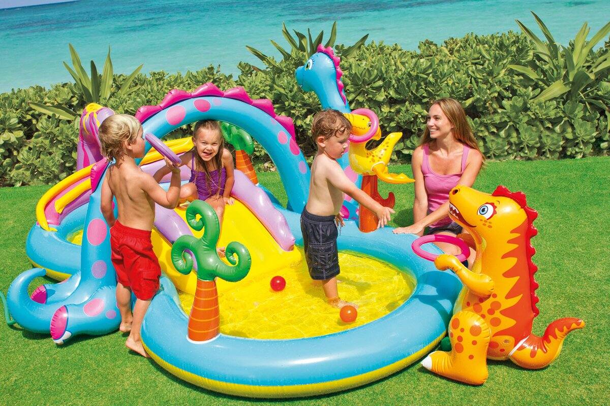 Alt View 7. Intex - Intex 11' x 7.5' x 44" Dinoland Play Center Kiddie Swimming Pool w/ air pump.