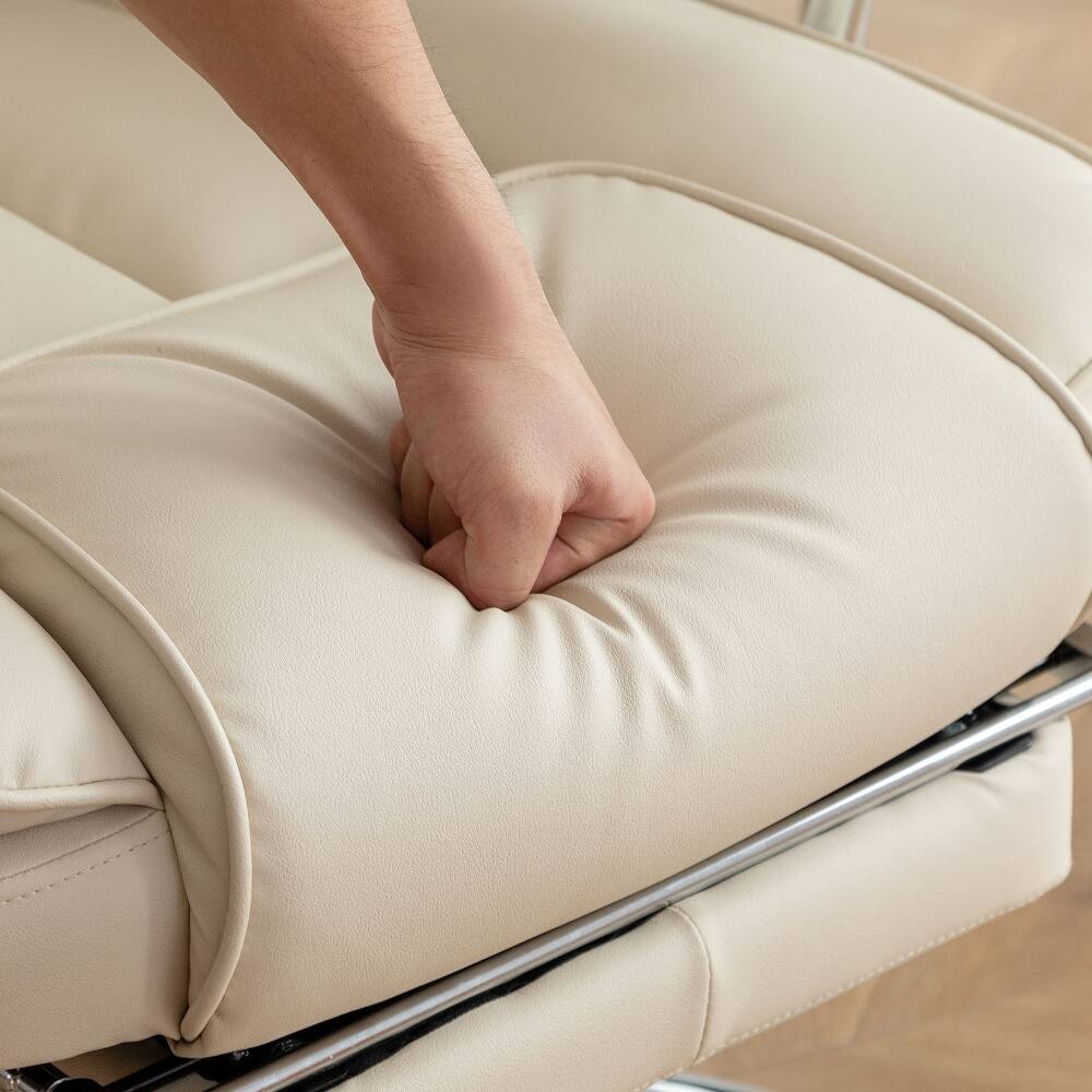 Alt View 2. Loheer - Loheer Big and Tall Office Chair 500lbs Capacity Ergonomic Reclining Leather Computer Chair with Footrest Beige - Beige.