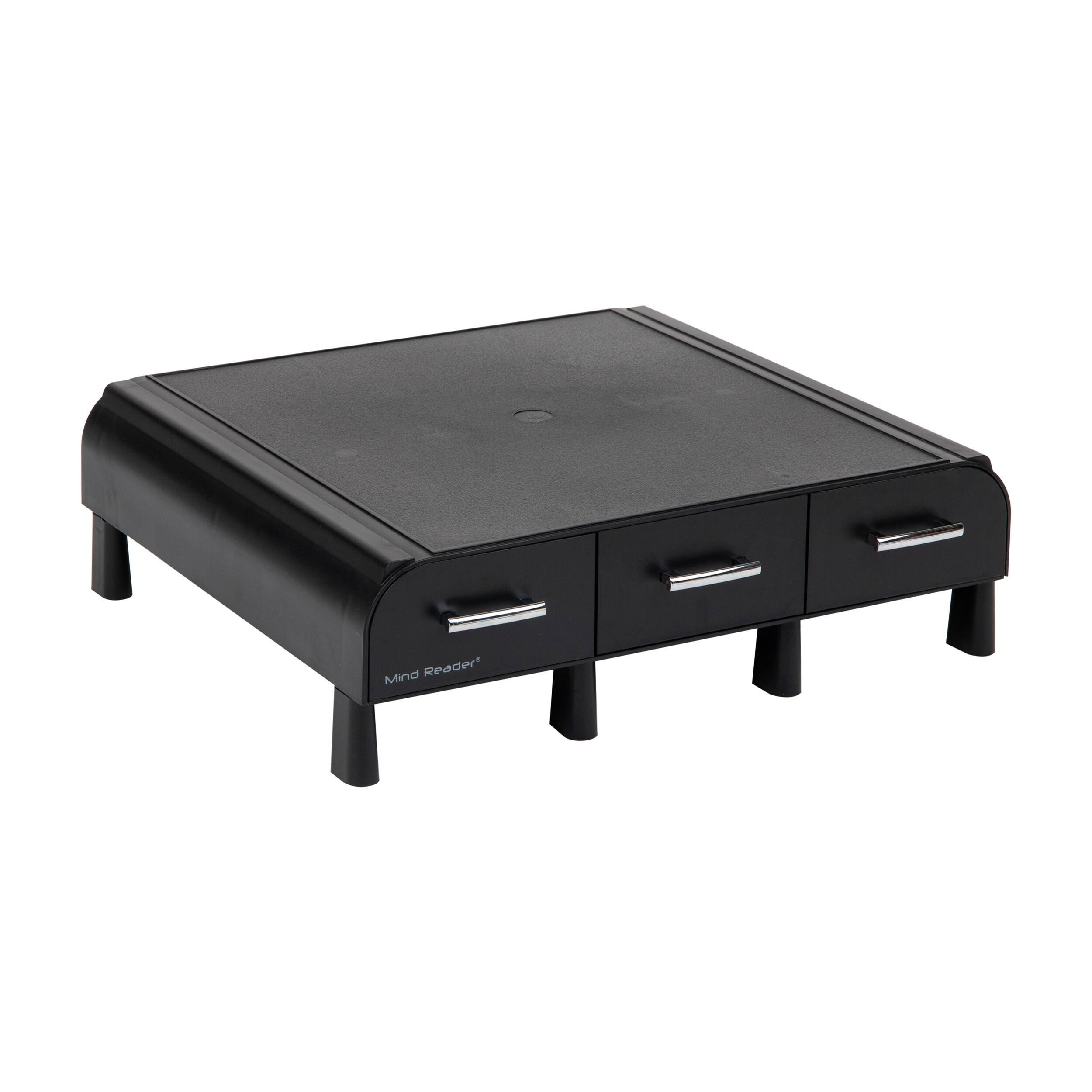 Alt View 13. Mind Reader - Monitor Stand, Laptop Riser, Desktop Organizer, Storage Drawer, Office, Plastic, 13.5"L x 13"W x 4"H - Black.