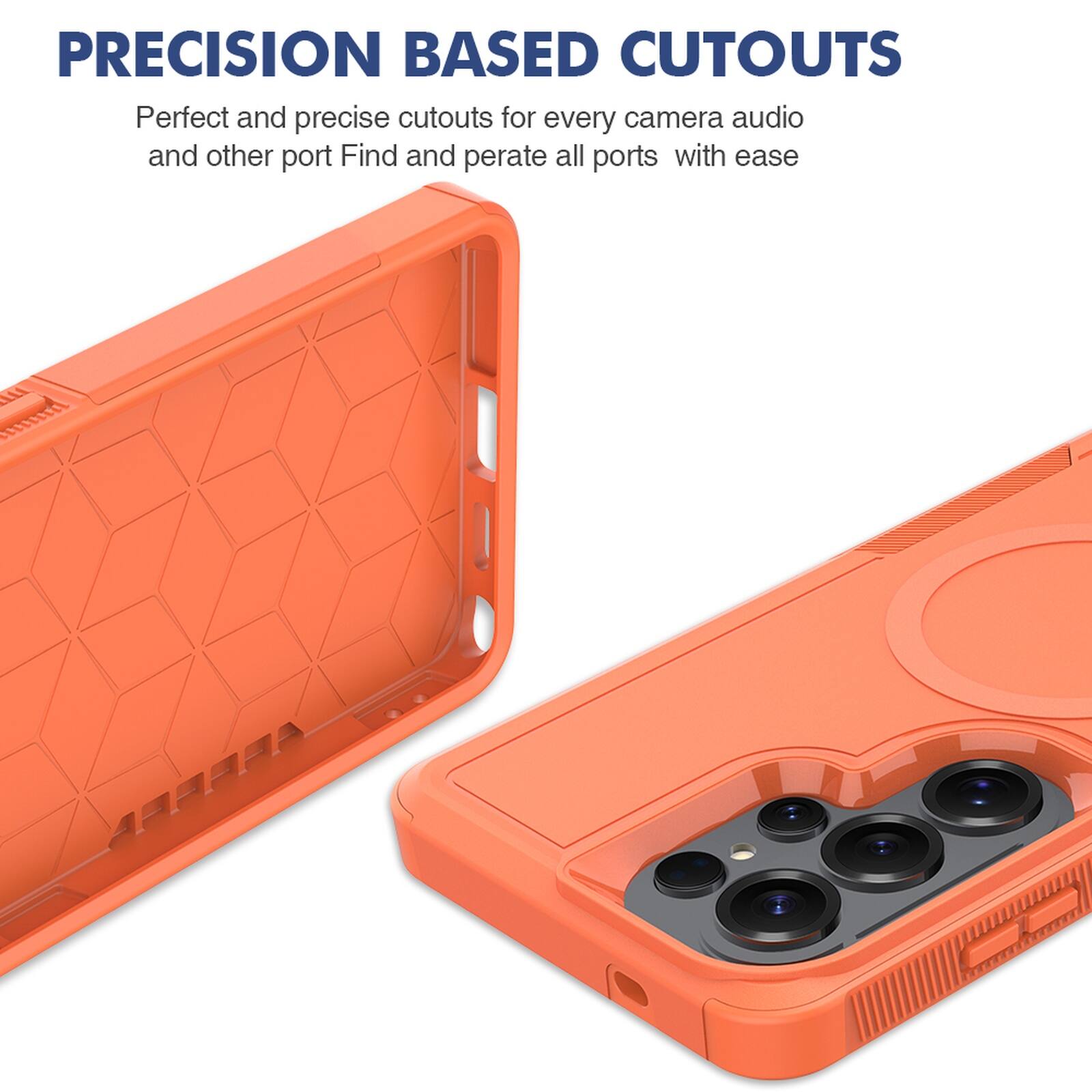 PRECISION BASED CUTOUTS  
Perfect and precise cutouts for every camera, audio, and other port. Find and operate all ports with ease.