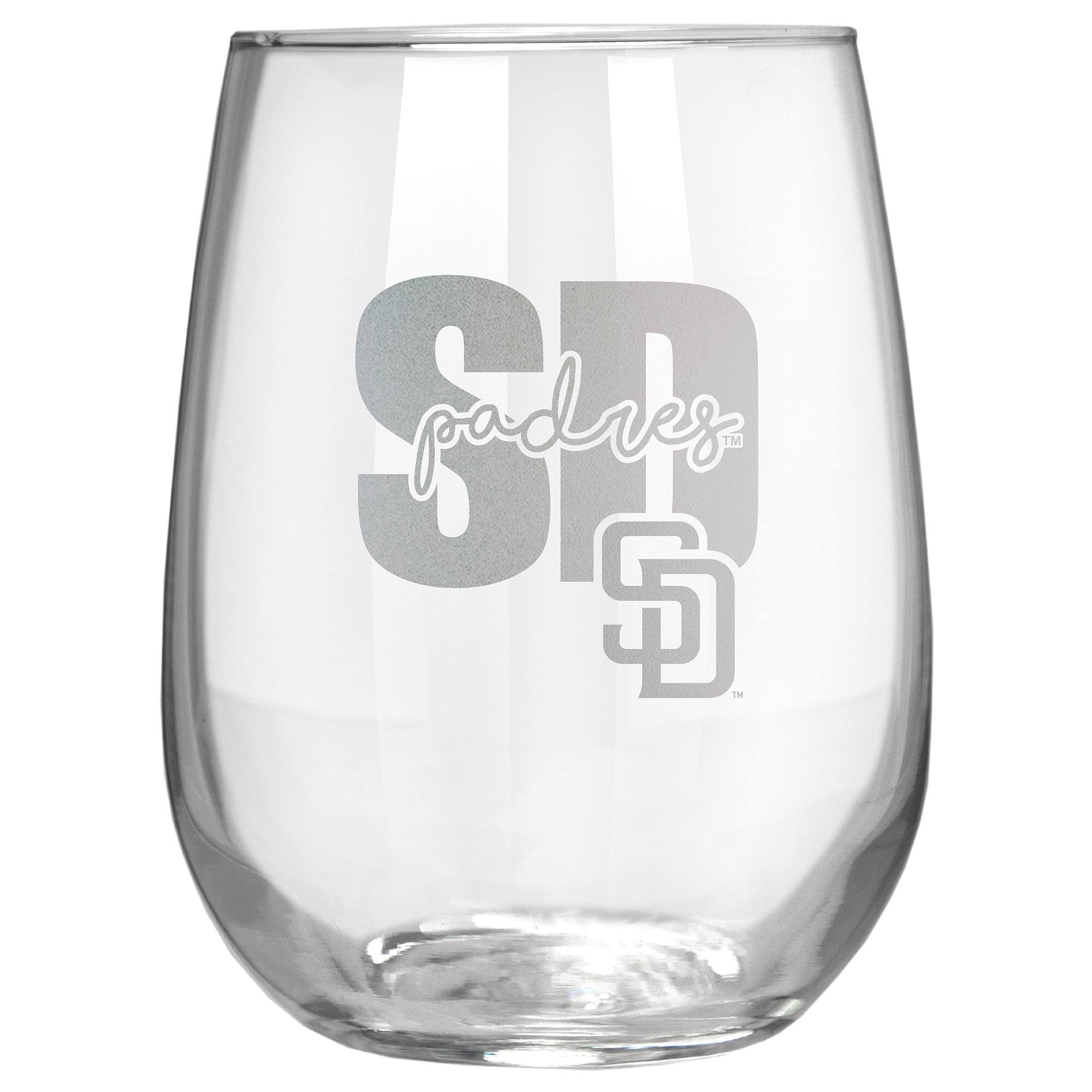 Great American Products - San Diego Padres Etched 17oz. City Stemless Wine Glass - Multicolor
