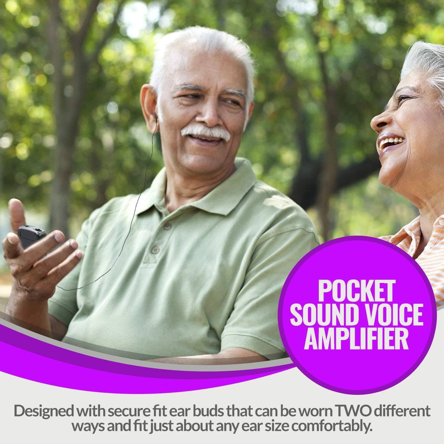 POCKET SOUND VOICE AMPLIFIER

Designed with secure fit ear buds that can be worn TWO different ways and fit just about any ear size comfortably.