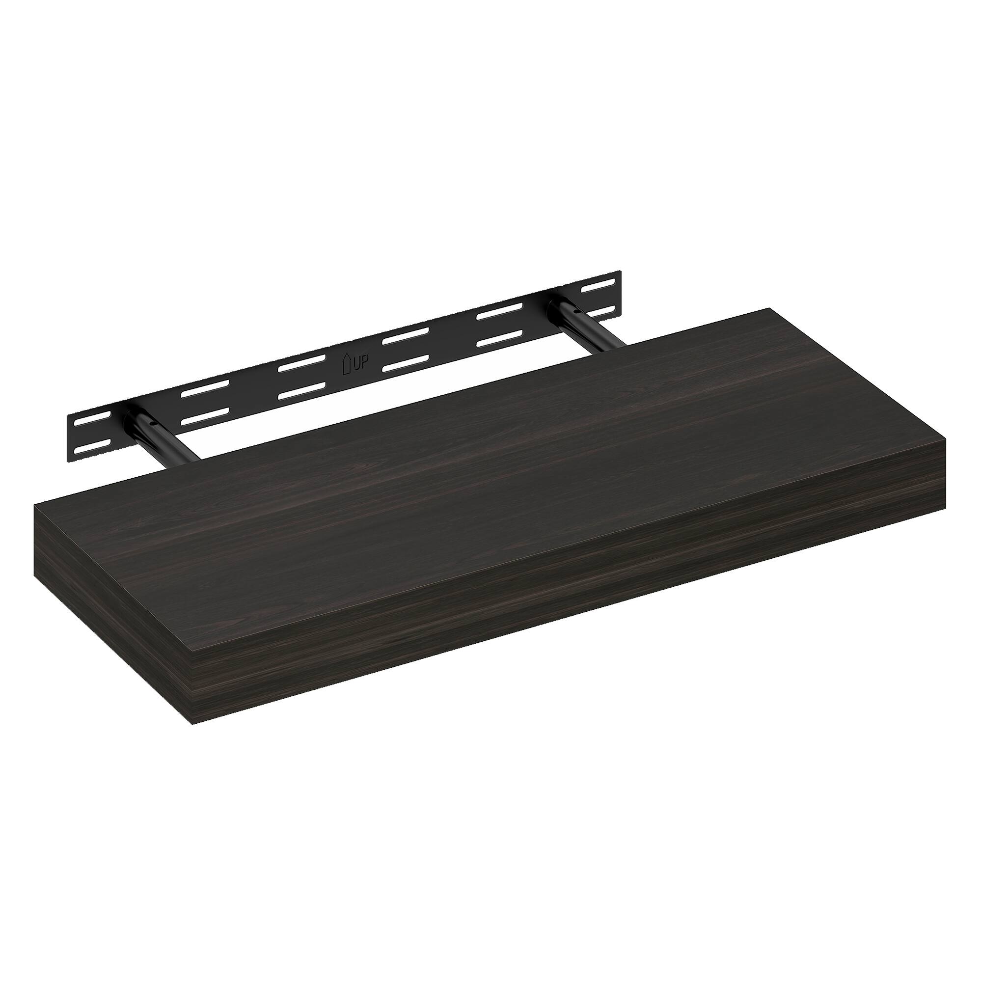 Alt View 3. Furinno - TANNA Floating Shelves for Wall, 9 x 24 Wall Shelf, Thick Shelf Wall Mounted Floating Shelf with Invisible Brackets - Tobacco Oak.