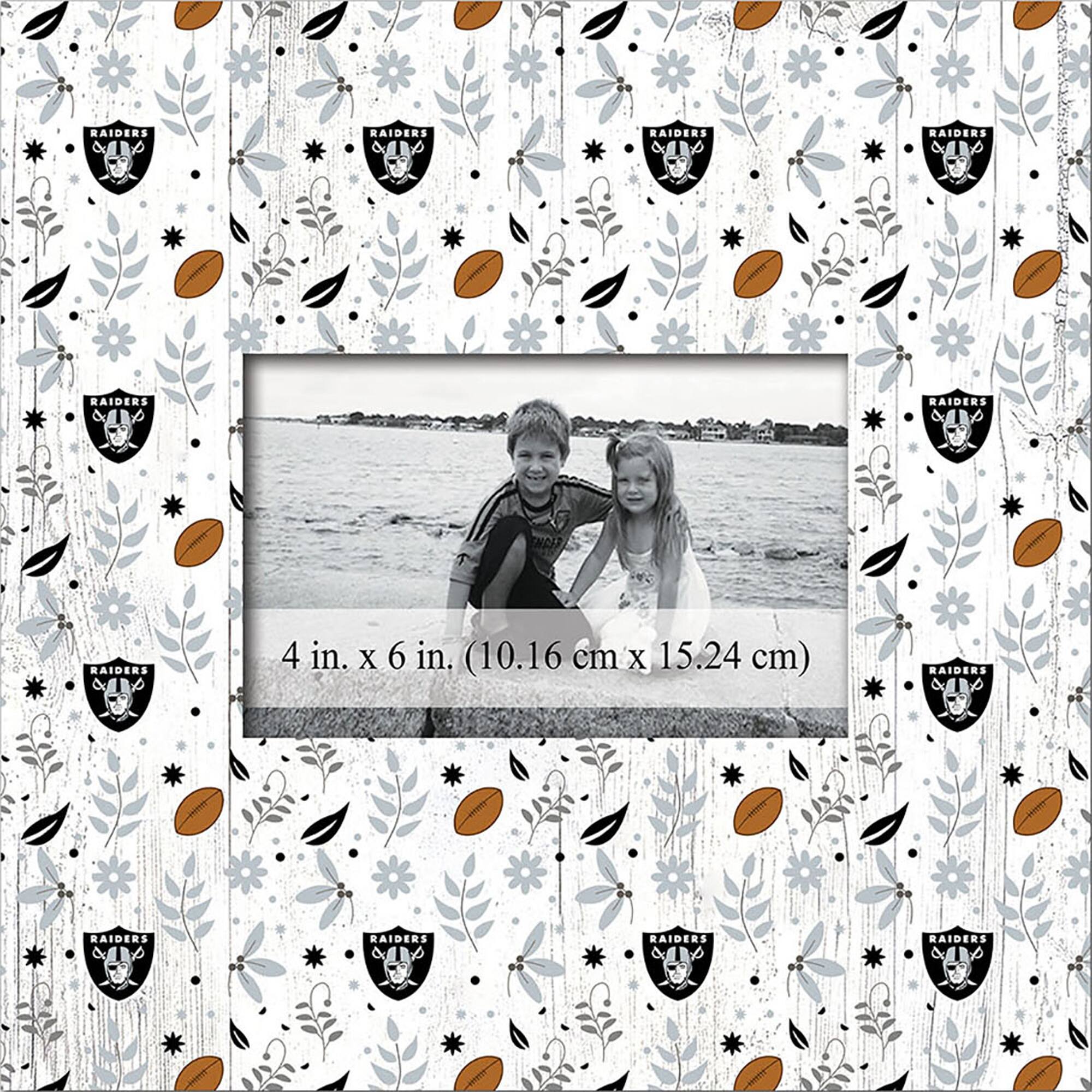 Las Vegas Raiders 10'' x 10'' Floral Pattern Frame