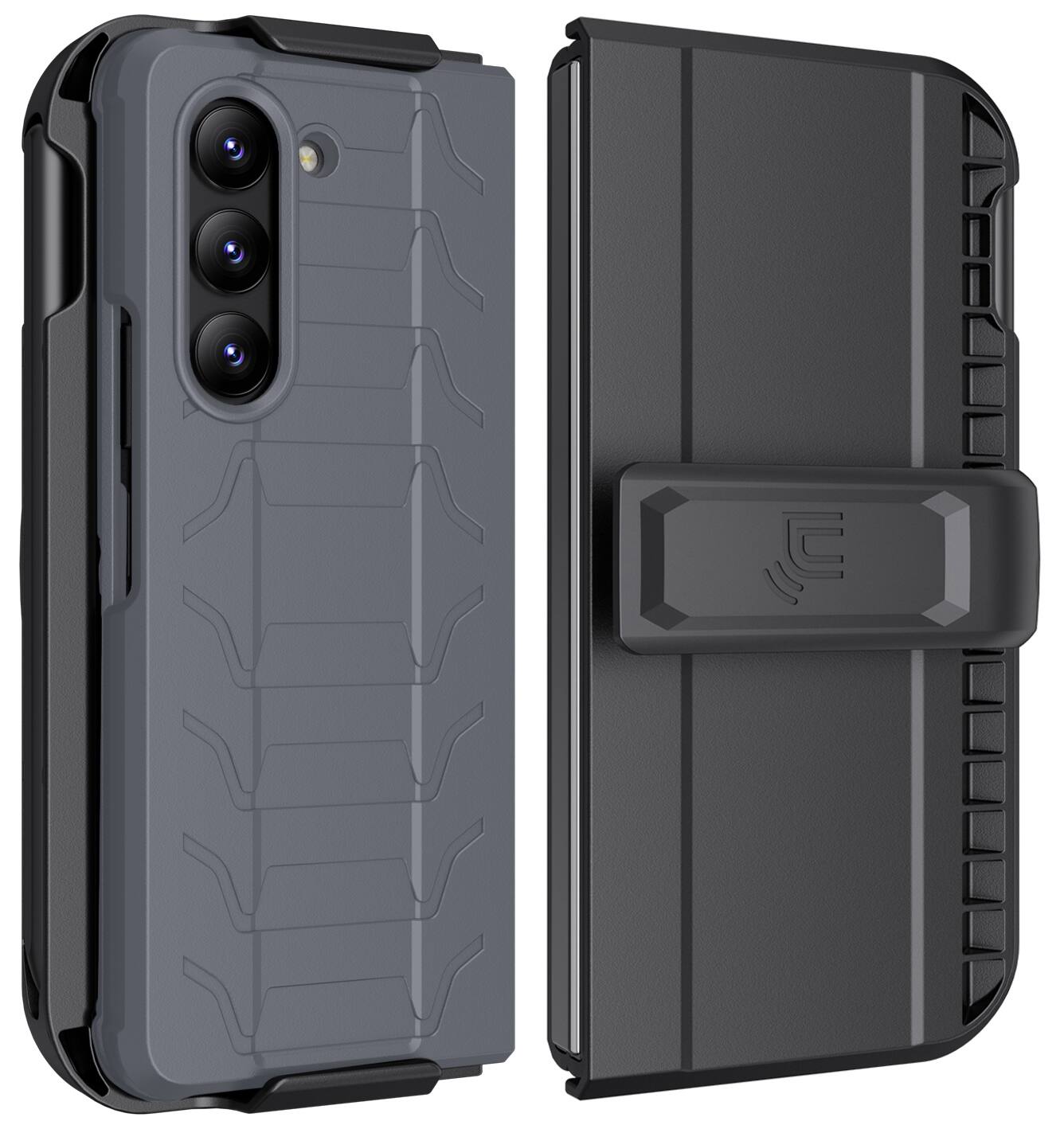 Alt View 2. Nakedcellphone - Combo for Samsung Galaxy Z Fold 5 - Special Ops Case and Belt Clip Holster - Gray.