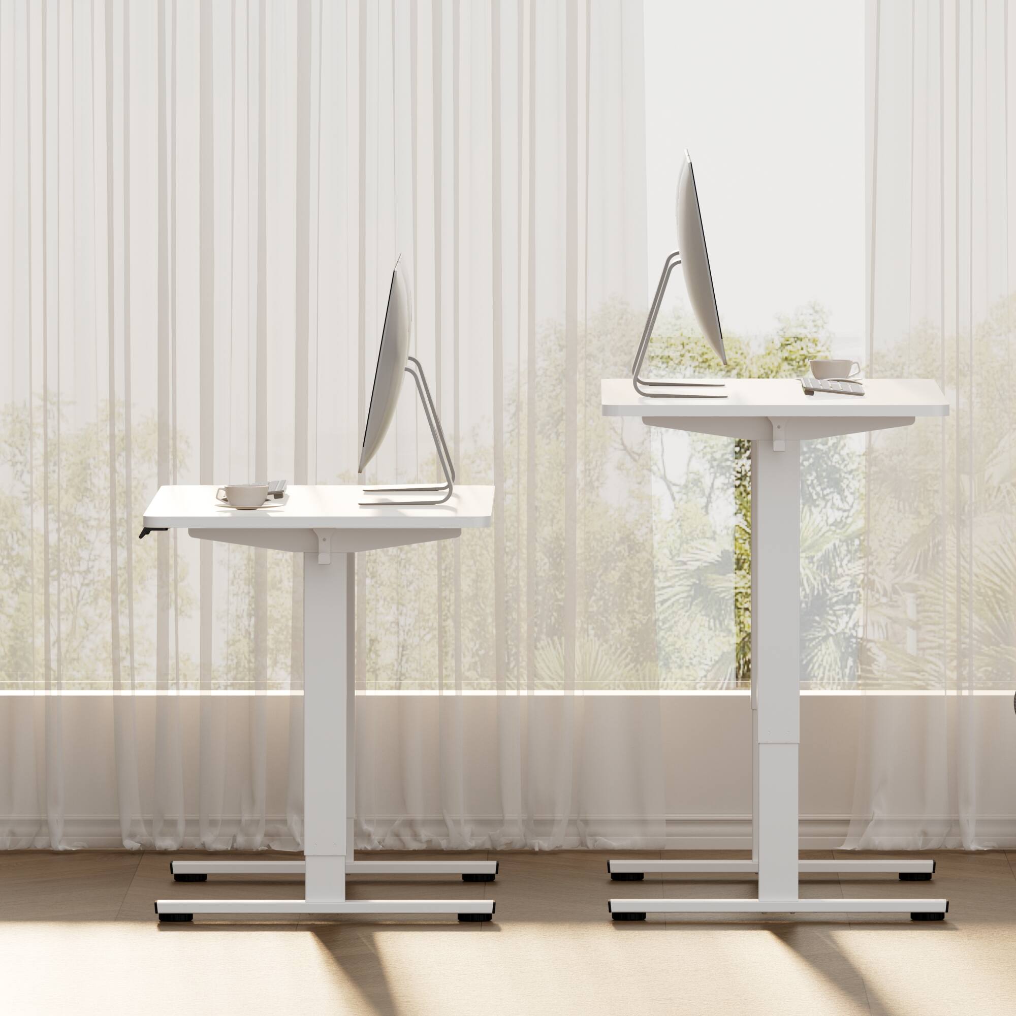 Left. FlexiSpot - FlexiSpot E2 48''W x 30''D Electric Adjustable Standing Desk Chipboard, White/White - White.