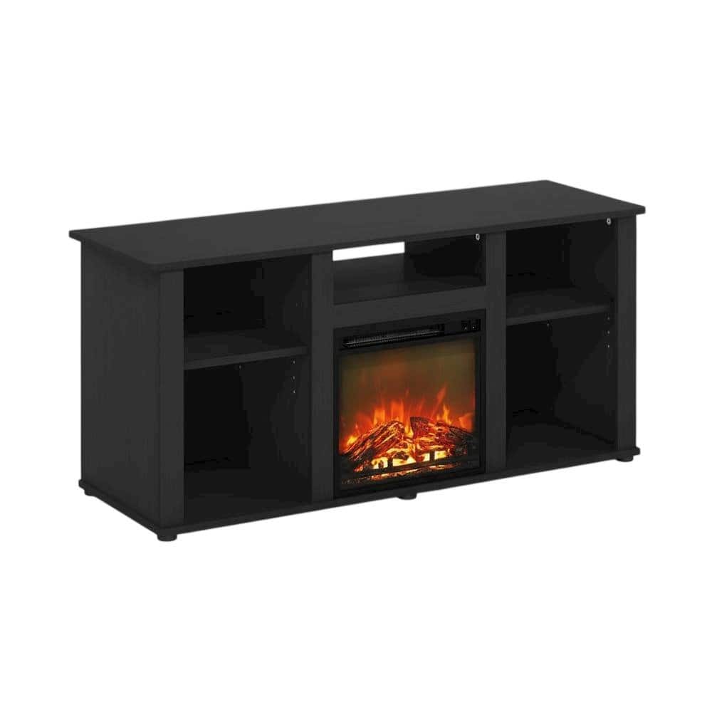 FurniFact - Fireplace TV Stand with Open Storage for TVs up to 55 inches - Brown
