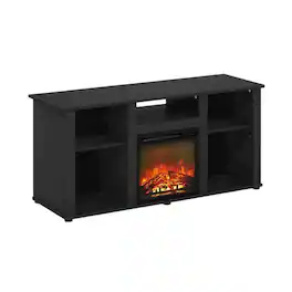 FurniFact - Fireplace TV Stand with Open Storage for TVs up to 55 inches - Brown