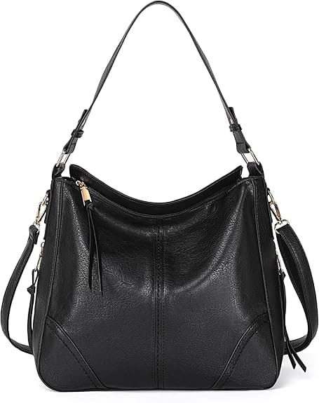 Vulpecula Spade - Hobo Crossbody Bags for Women Vegan Leather Purses and Handbags Bucket Bags Ladies Shoulder Purses - Black-
