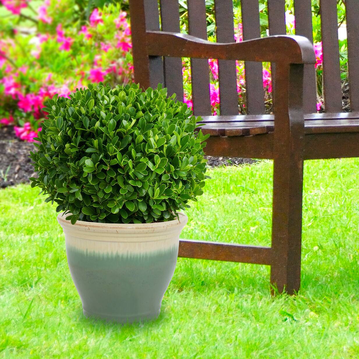 Alt View 7. Sunnydaze - 15 in Studio High-Fired Glazed Ceramic Planter - Seafoam.