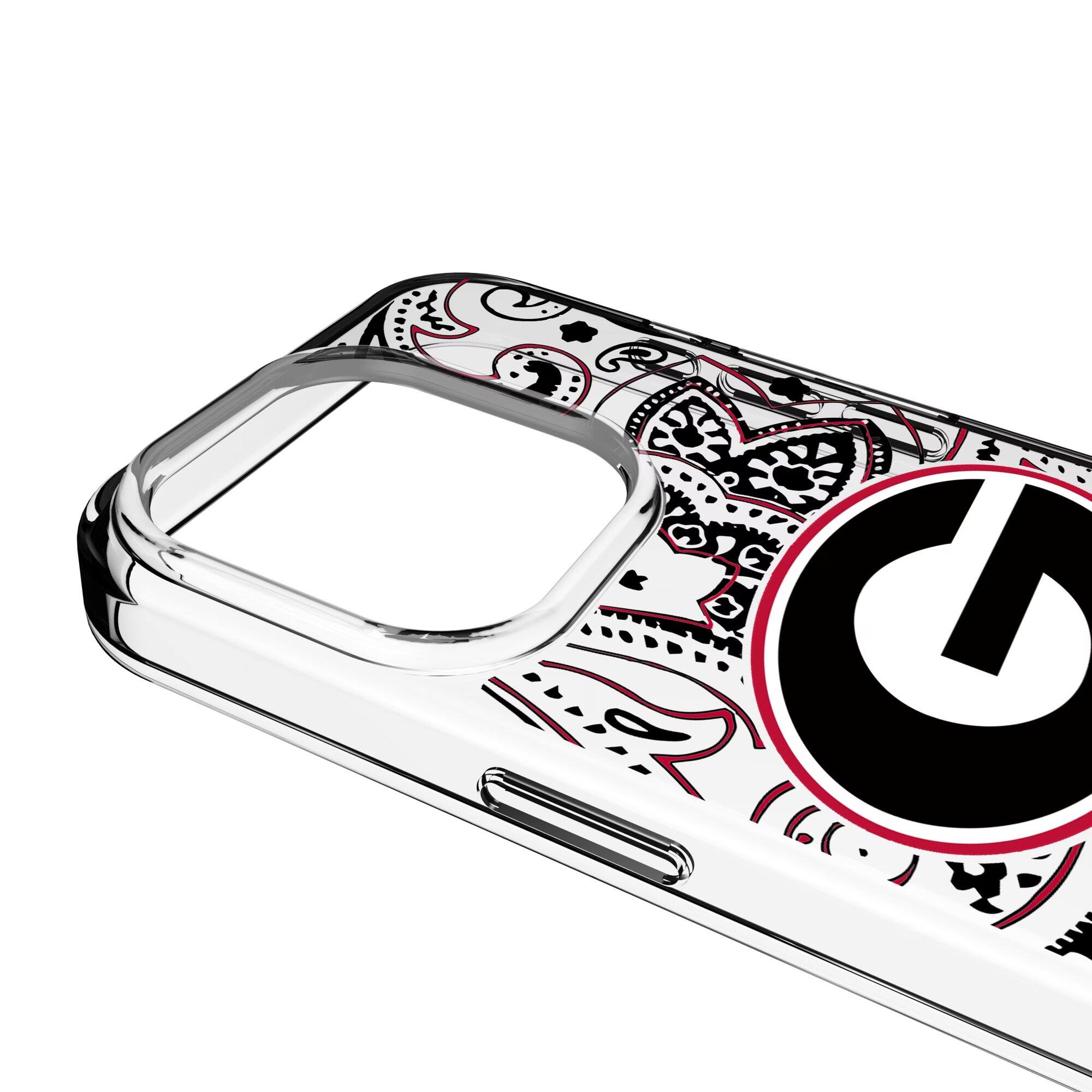 Alt View 2. Keyscaper - Georgia Bulldogs Paisley iPhone Clear Case - 14 Pro - Multicolor.