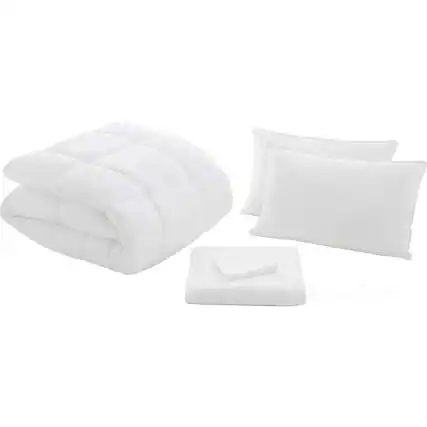 Front. MALOU - MALOU Bed in a Bag - King - White Bedding and Sheet set - White.