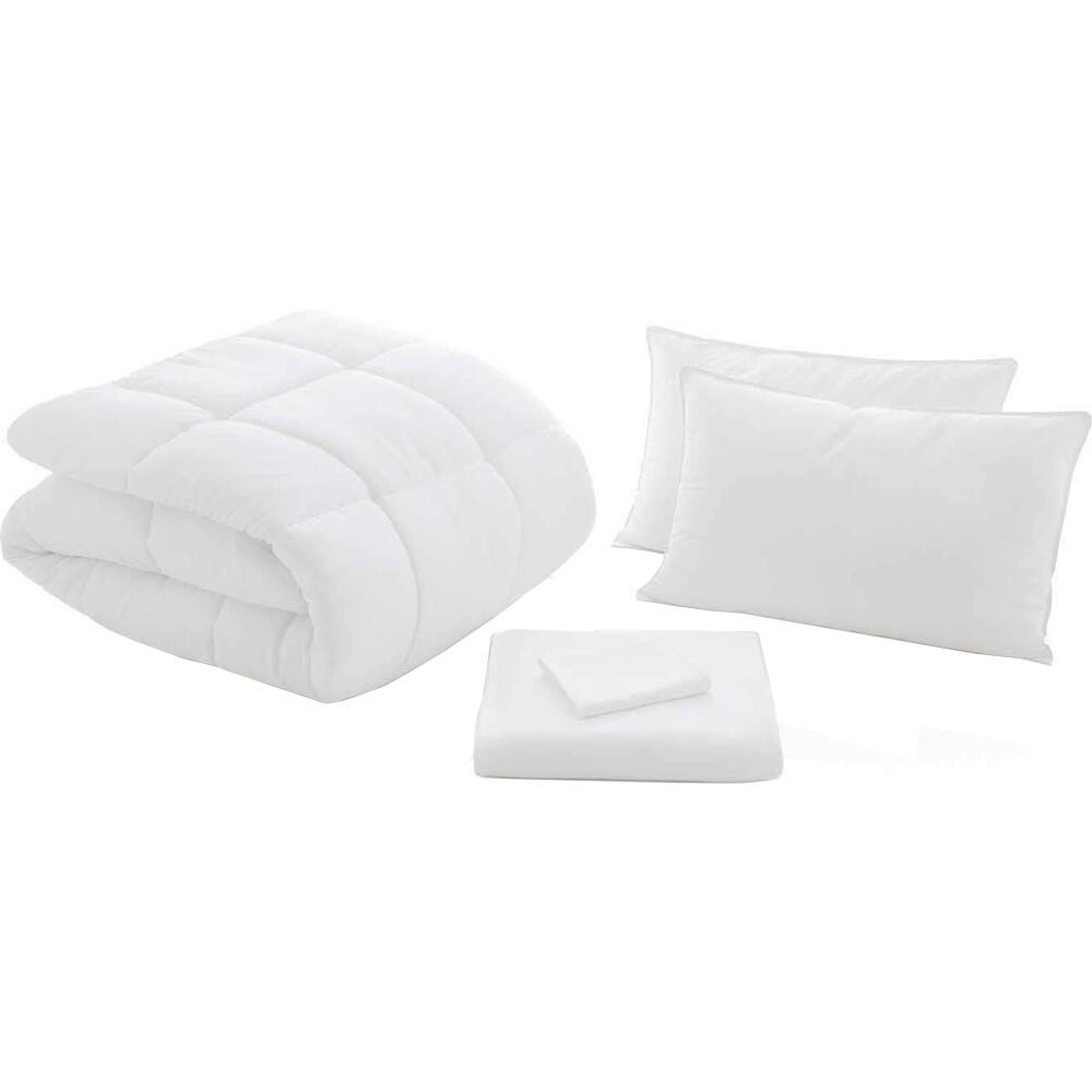 Front. MALOU - MALOU Bed in a Bag - King - White Bedding and Sheet set - White.