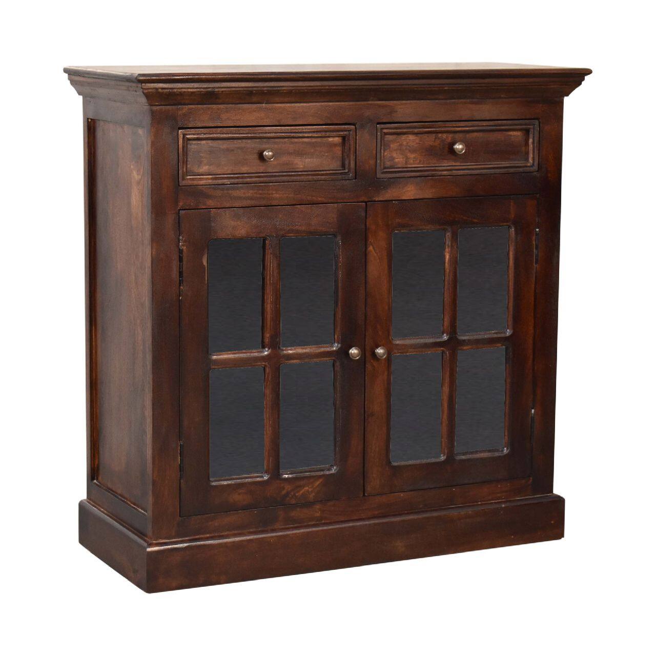 Back. Artisan Furniture - Artisan Furniture Solid Wood Light Walnut Cabinet with Glazed Doors - Light walnut.