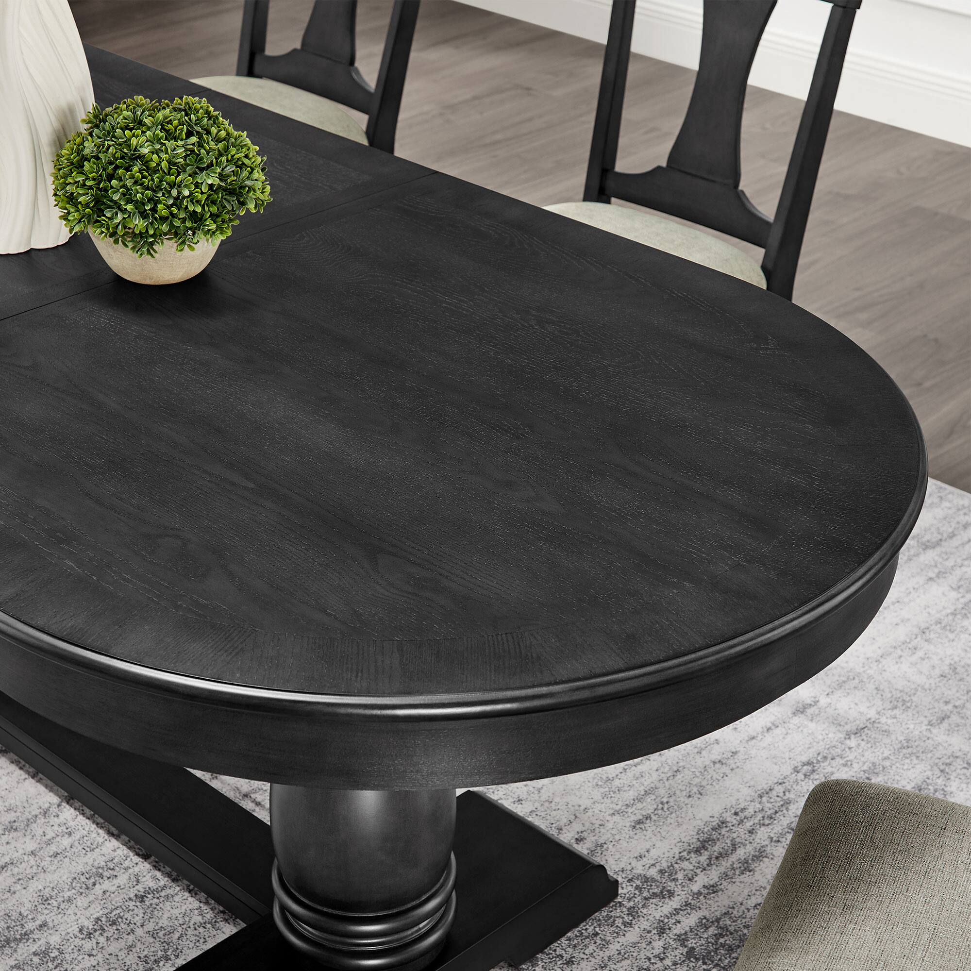 Alt View 6. Tiramisubest - 94" Extendable Wooden Dining Table for 6 Persons,Mid Century Modern Long Expandable Curved Dining Table,Dark Oak - Dark Oak.