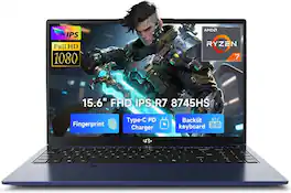 NIMO - 15.6" IPS FHD-Gaming-Laptop, AMD Ryzen 7 8745HS 32GB DDR5 RAM 2TB SSD 4.9GHz Radeon 780M Graphics 100W USB-C 4.0 - Blue