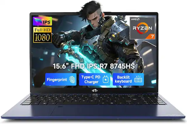 - IPS Super Clear
- Full HD 1080
- AMD Ryzen 7
- 15.6" FHD IPS R7 8745HS
- Fingerprint
- Type-C PD Charger
- Backlit Keyboard