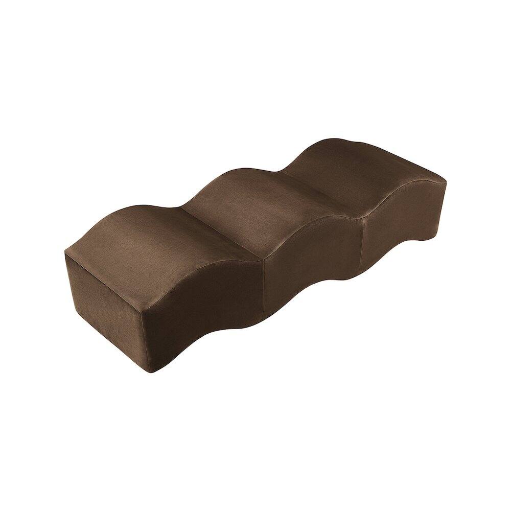 Alt View 2. Meridian Furniture - Wave Brown Velvet Bench - Brown.