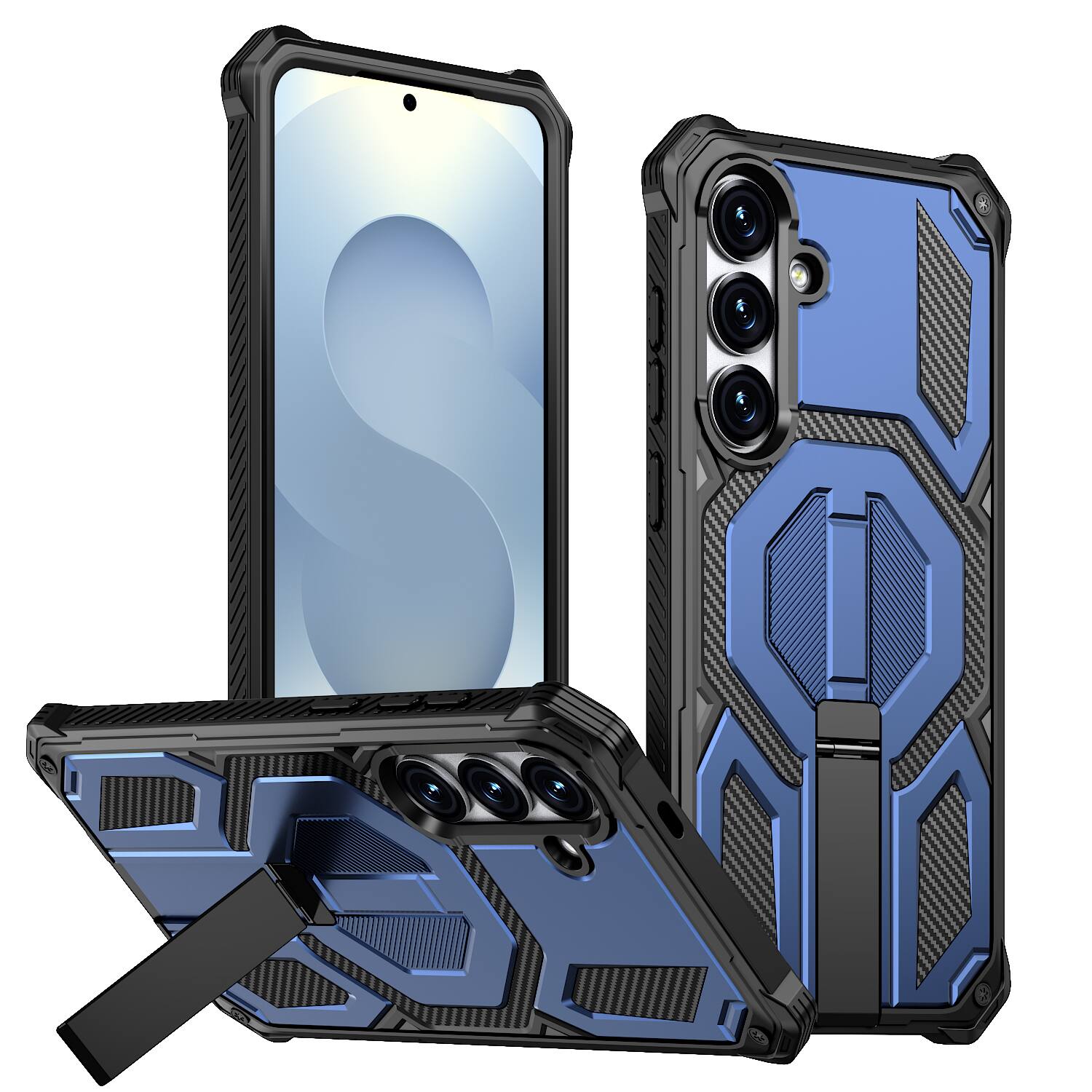 Front. Dteck - Heavy Duty Rugged Magnetic Case For Samsung Galaxy S26, Foldable Kickstand Shockproof Protection Cover - Blue.