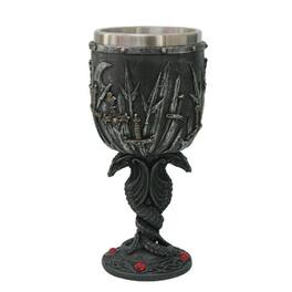 Pacific Trading - Valyrian Steel Swords And Armory With Entwined Double Dragons Wine Goblet Chalice Cup 6 ounce - Gray