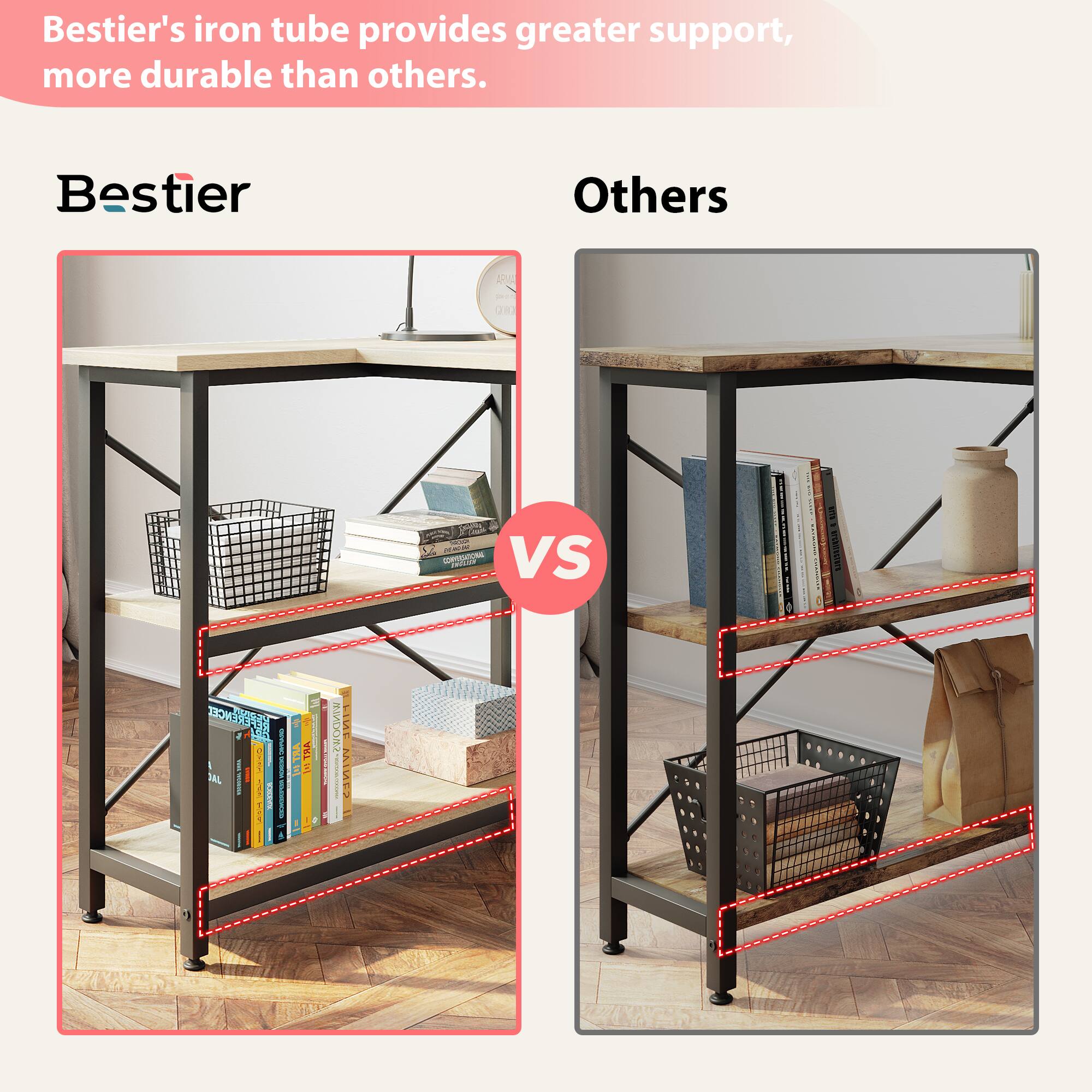 Bestier's iron tube provides greater support and is more durable than others. Bestier Others 2 p 00 - n - VS! | AGINA 1OR 1 | I A STRA 3 1AL I | DC | I E A
