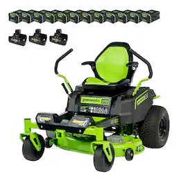 Greenworks - 80V 42" Cordless CrossoverZ Zero Turn Lawn Mower - (12) 4Ah Batteries and (3) Dual-Port Chargers