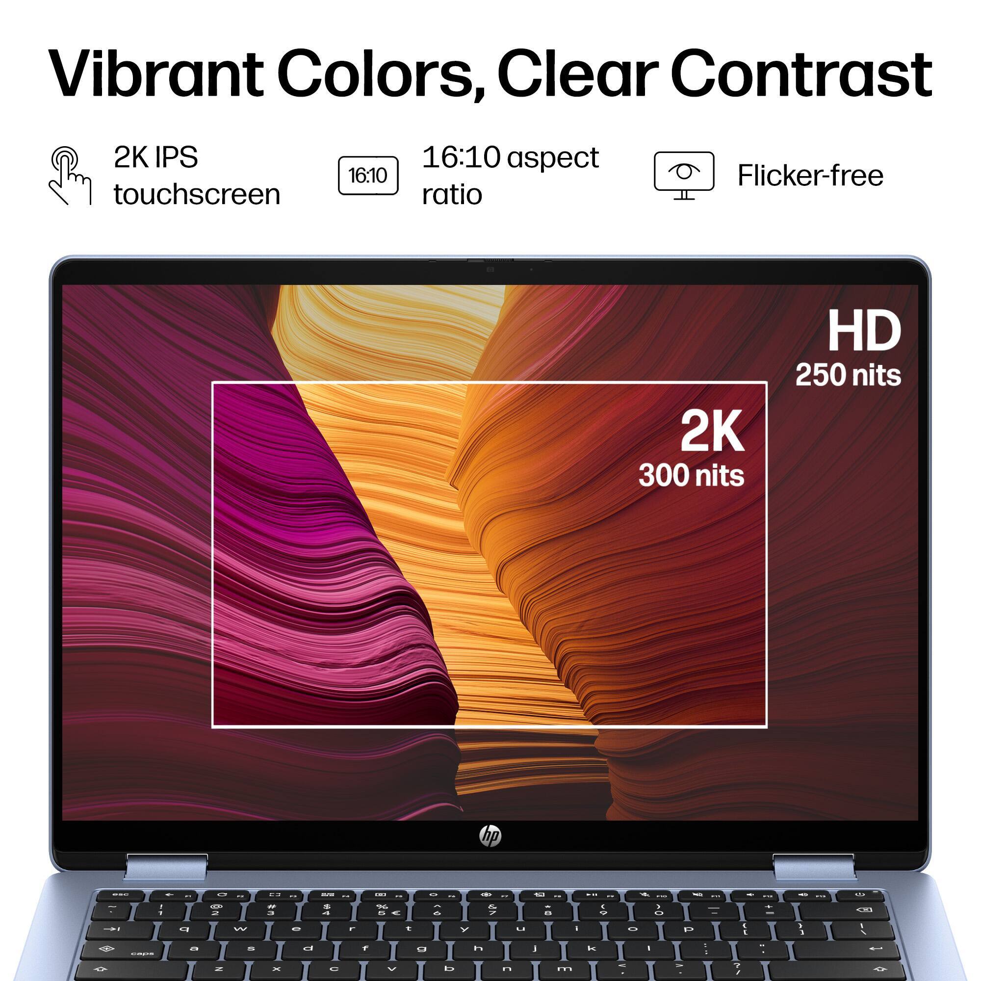 Vibrant Colors, Clear Contrast  
2K IPS touchscreen  
16:10 aspect ratio  
Flicker-free  
2K 300 nits  
HD 250 nits