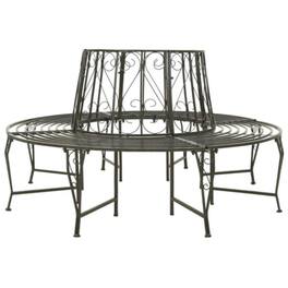 Hivvago - Roundabout Circular Outdoor Garden Tree Bench in Heavy Duty Steel - Gray