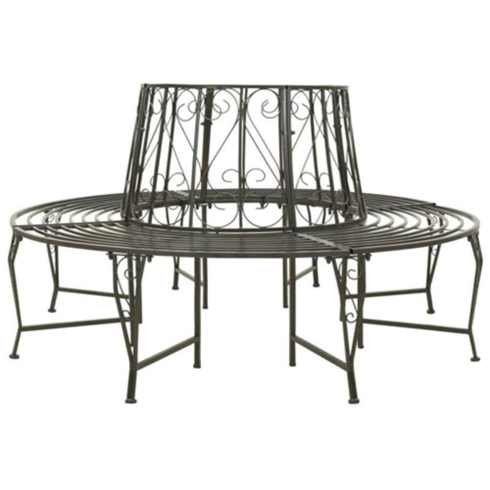 Front. Hivvago - Roundabout Circular Outdoor Garden Tree Bench in Heavy Duty Steel - Grey.