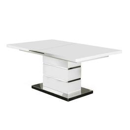 Manhattan Lane - Extendable Dining Table with Metal Base - White and Silver