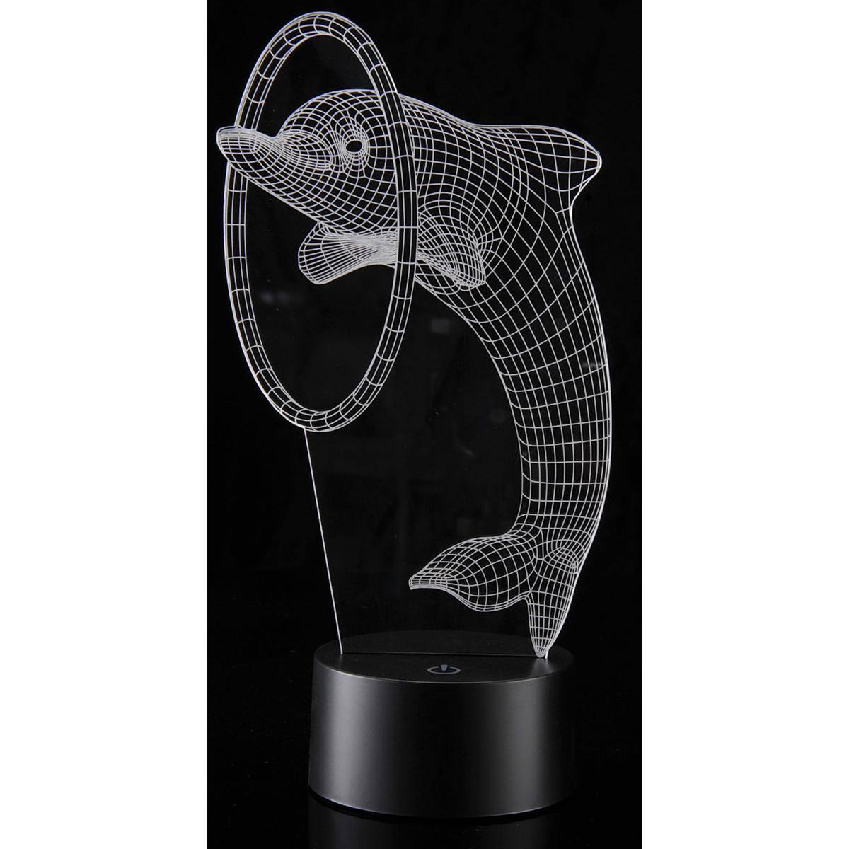 Back. JuzToys - 3D Night Light for Kids, 3D Dolphin Laser Cut Precision LED Lights, LED Lamp for Bedrooms and Offices - Black.